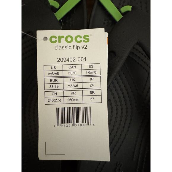 Crocs Classic Flip V2 Black Unisex Flip Flops Comfort Everyday Men’s 6 Women’s 8 - Picture 3 of 10